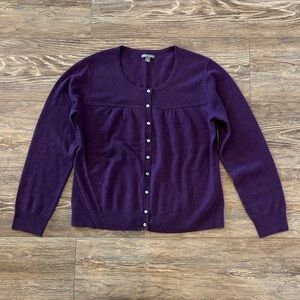 100% Cashmere Purple Button Front Cardigan Sweater Women's Size XL Apt. 9